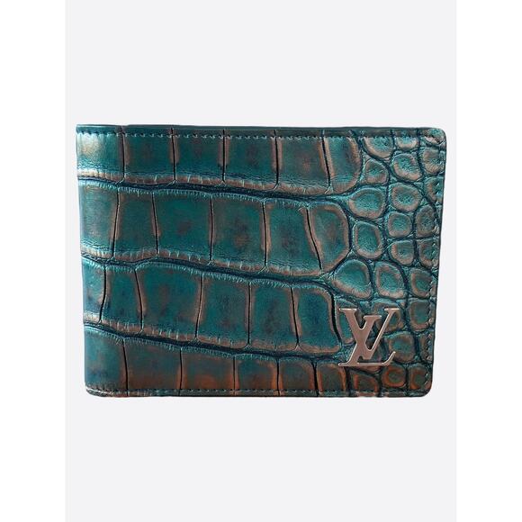 Louis Vuitton Blue & Orange Crocodile Multiple Wallet - Picture 1 of 4